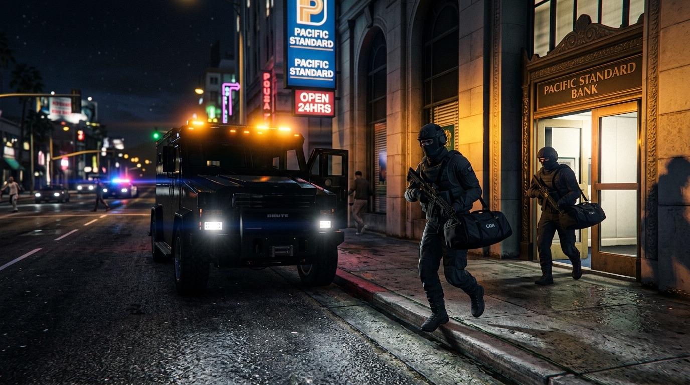 Pacific Standard Bank midnight heist getaway